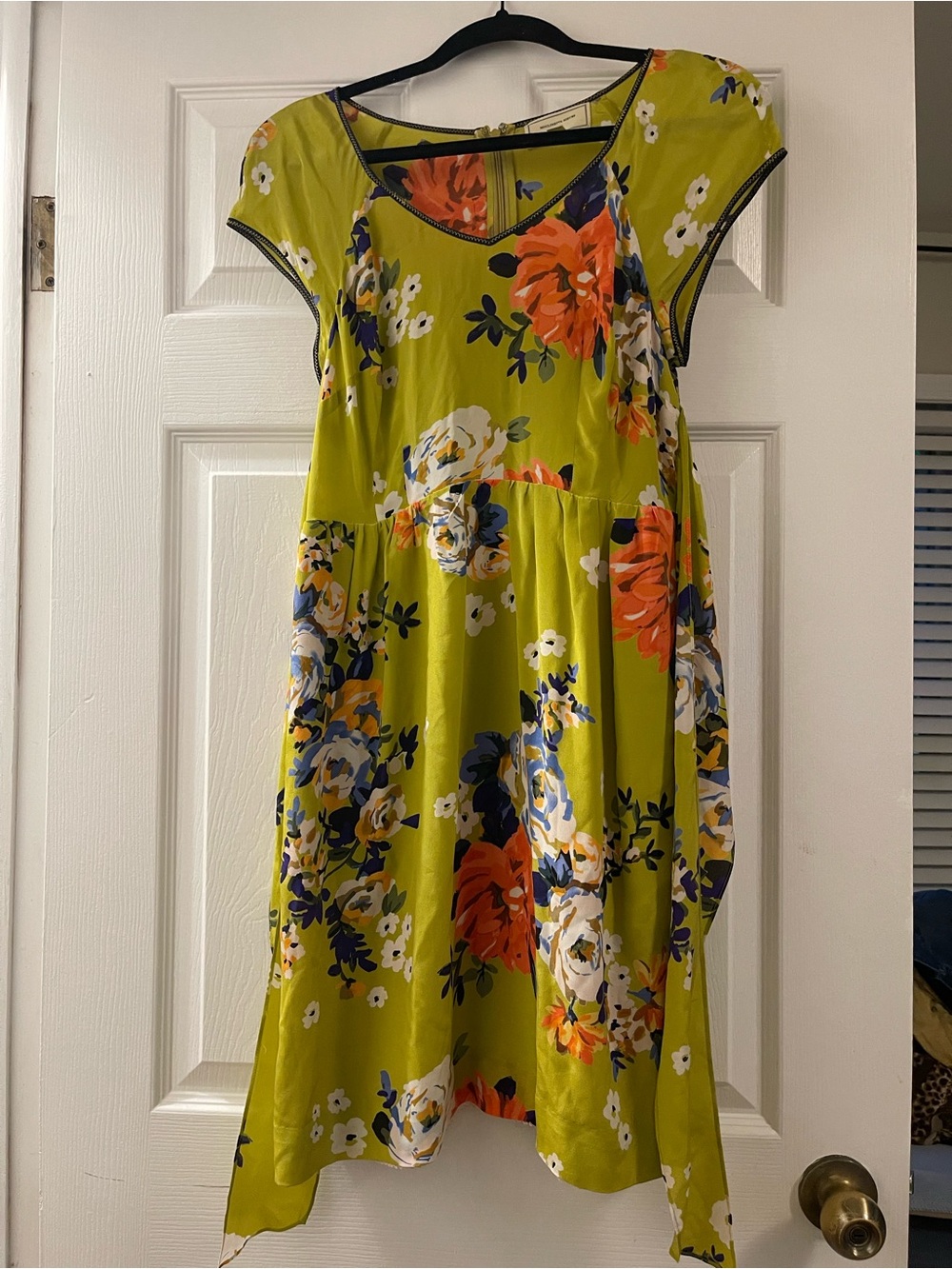 Moulinette Soeurs Green Floral Silk Dress Size 6